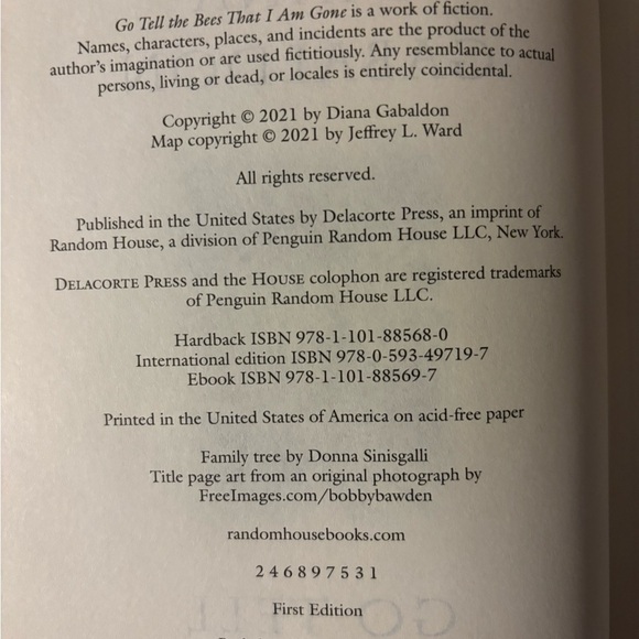 Outlander: Go tell the Bees that I am Gone Autographed by Diana Gabaldon - Picture 4 of 4